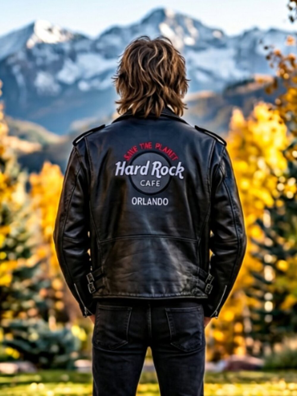 Vtg Hard Rock Cafe black leather moto biker jacket